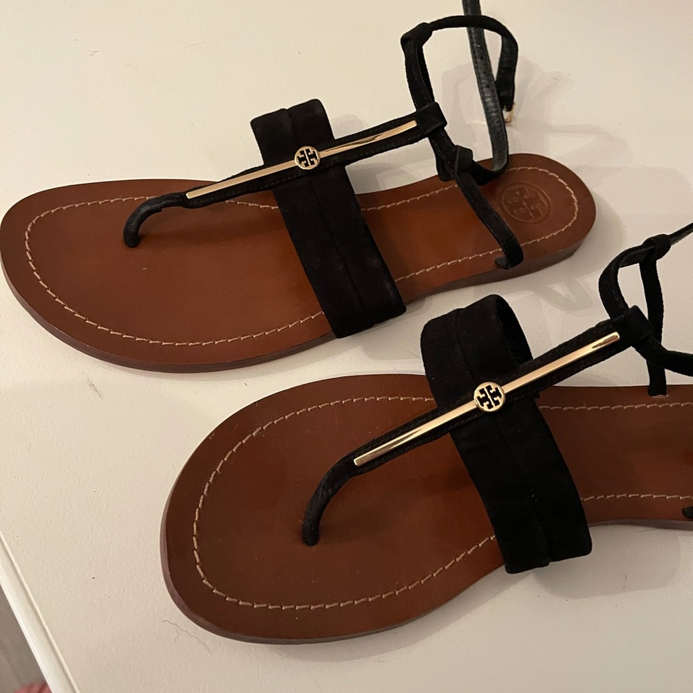 Tory Burch velvet and gold sandal